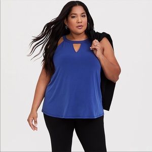 Torrid Studio Knit Goddess Tank Top Sleeveless Blouse Halter Keyhole Cutout